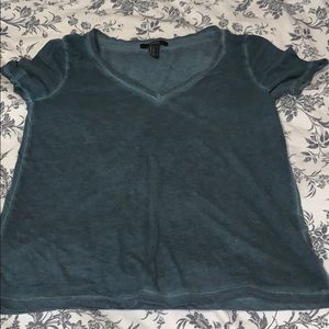 an olive green v-neck short sleeve
